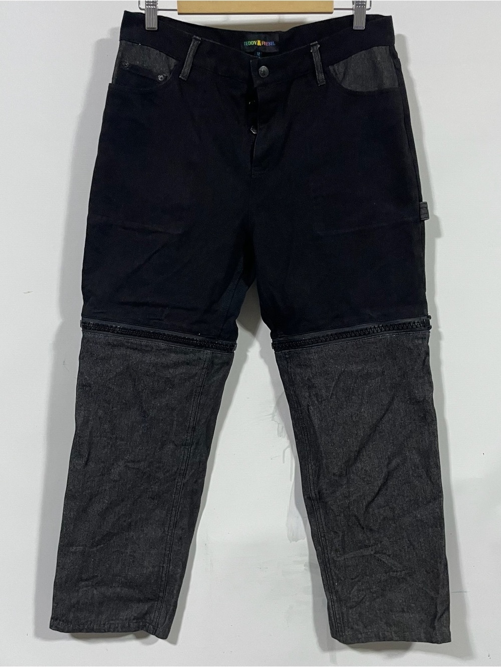 Teddy Fresh Two-Tone Black & Charcoal Cargo Zip-Off jeans Pants